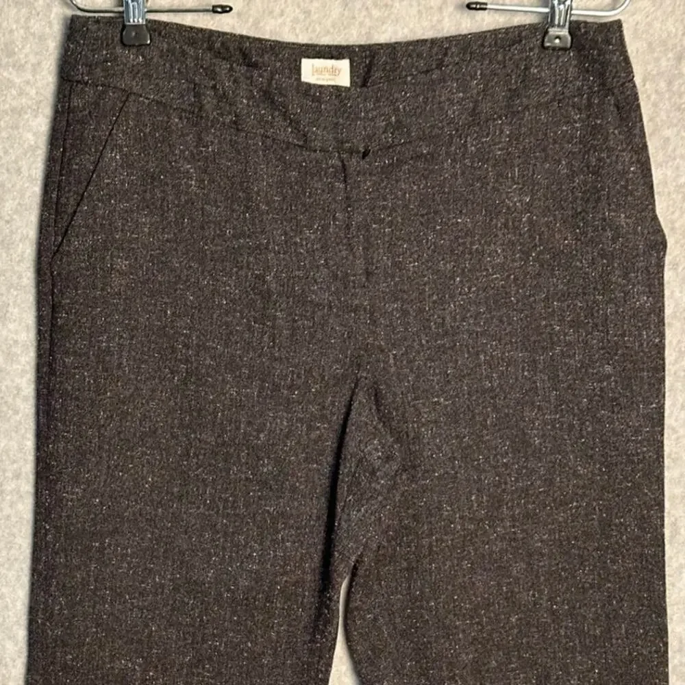Laundry by Shelli‎ Segal Sz 8 Wide Leg Dark Gray Trouser Pants Slacks Heathered